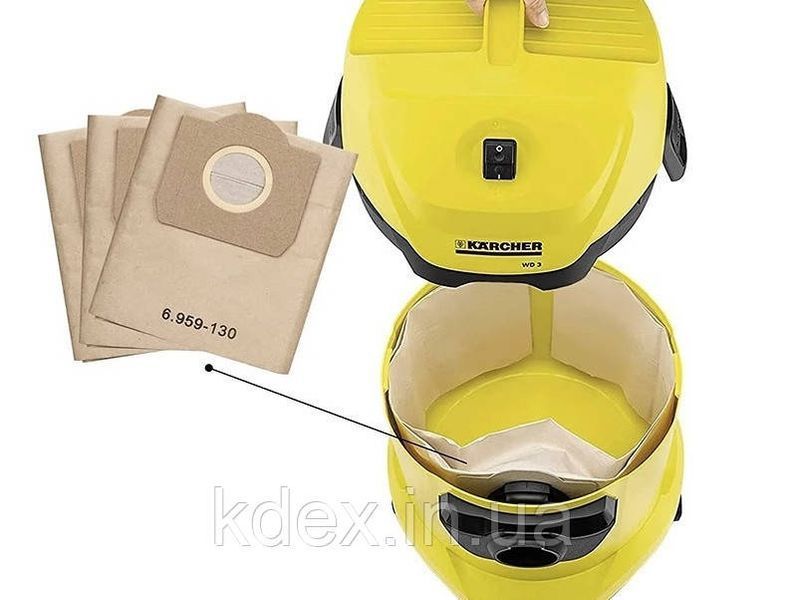 Мешки для пылесоса 5 шт для Karcher WD3, A, K, MV3 и др. Одноразовые бумажные двухслойные мешки.. 0205P фото